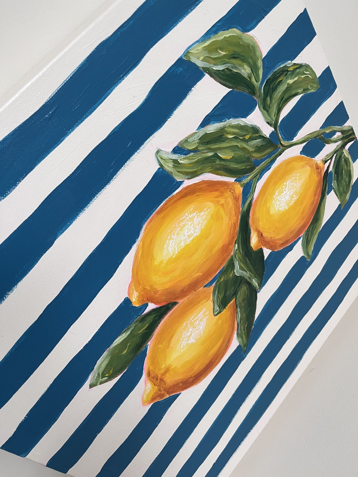 Vintage Striped Amalfi Lemons Original Art