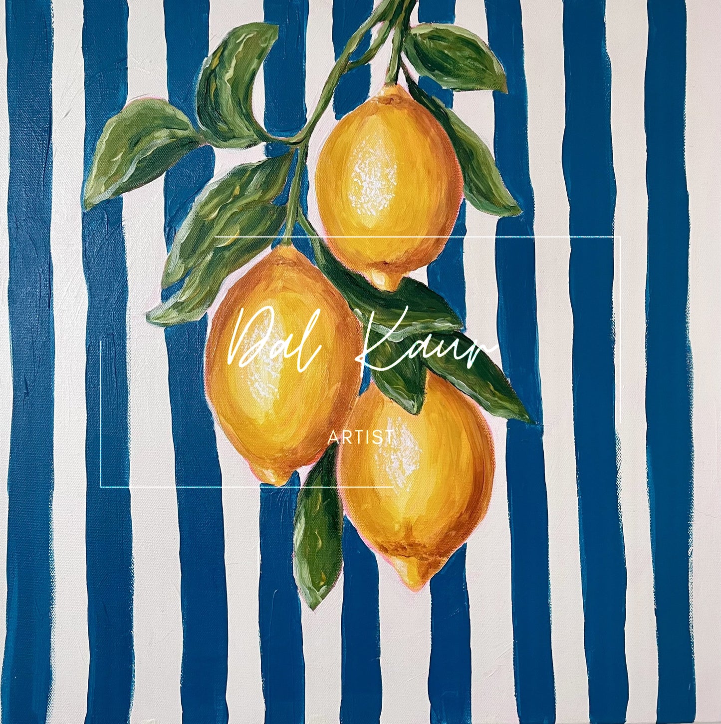 Vintage Striped Amalfi Lemons Original Art
